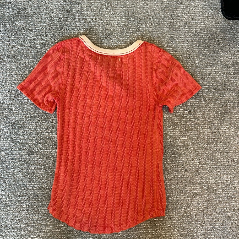 Free People rib knit coral ringer tee - Picture 3 of 4